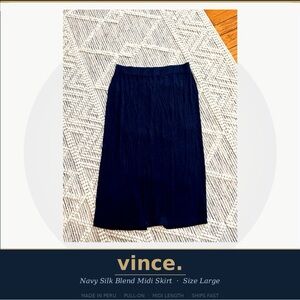 Vince Navy Midi Pull-On Skirt